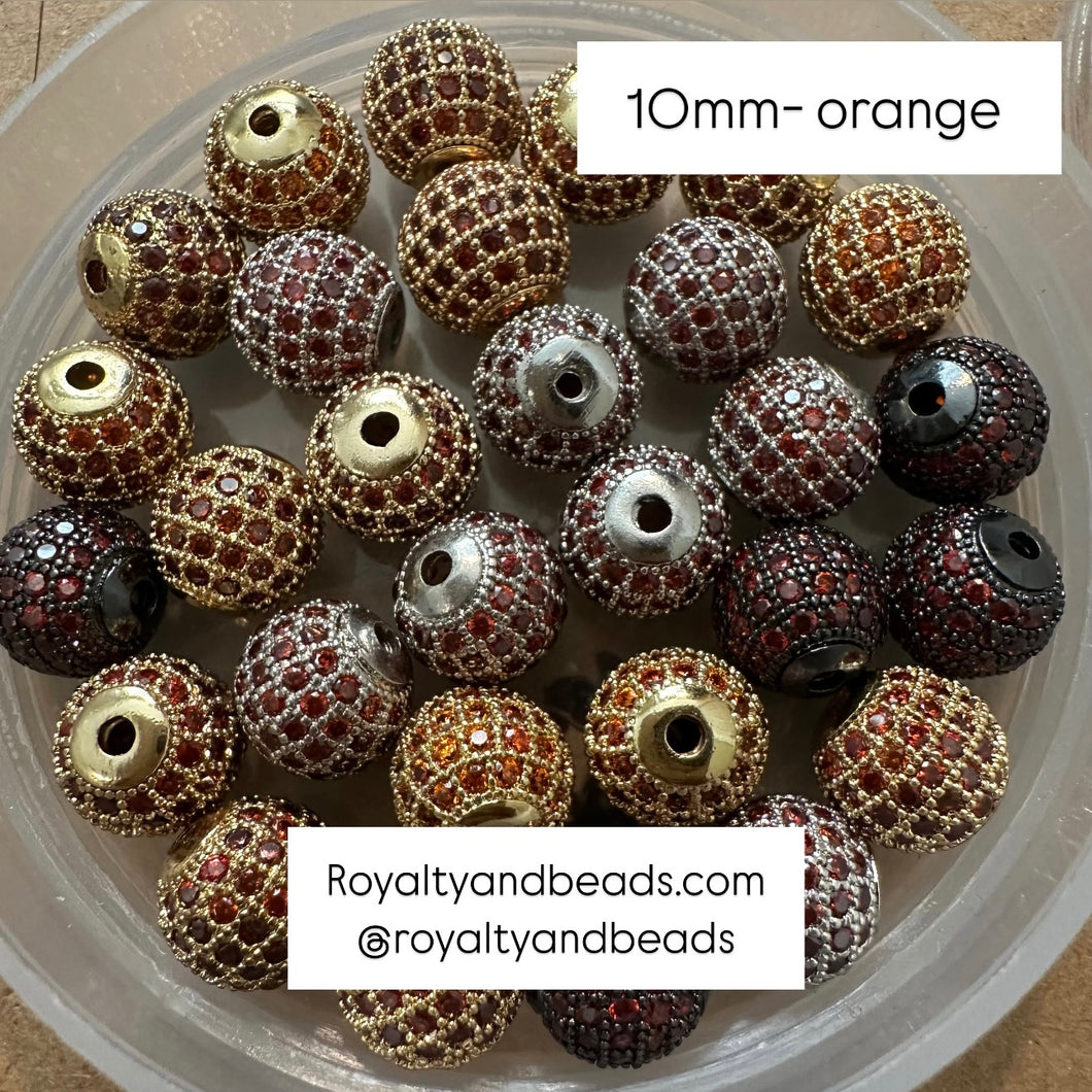 Orange Pave beads 10mm