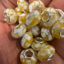 Load image into Gallery viewer, 10 yellow and white big hole beads