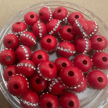 Load image into Gallery viewer, Red rhinestone beads 10mm