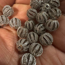 Load image into Gallery viewer, 3 pave beads (silver)