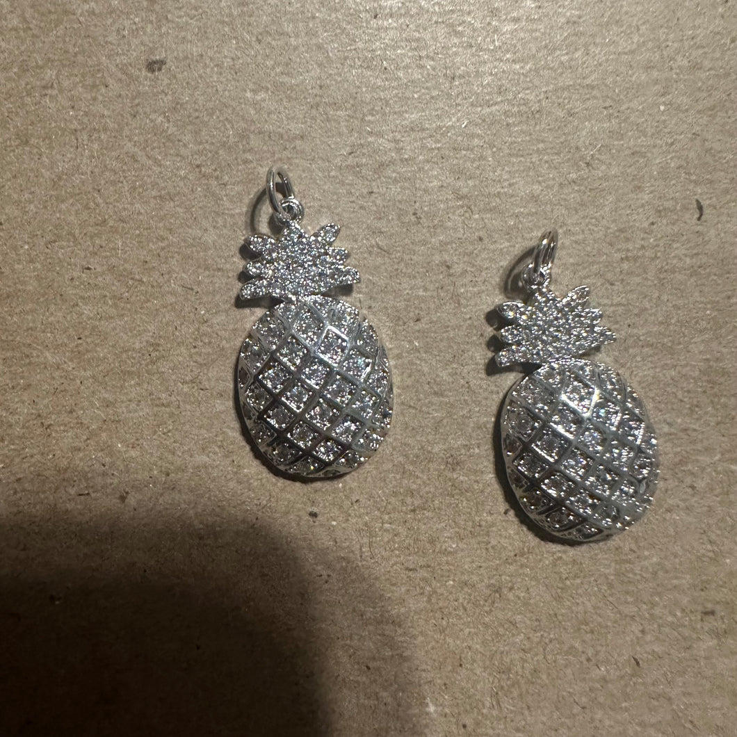Pave silver pineapple charm.