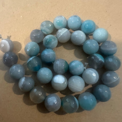 Blue and gray agate beads 12mm