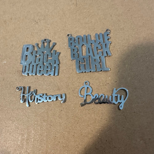 4 silver word charms