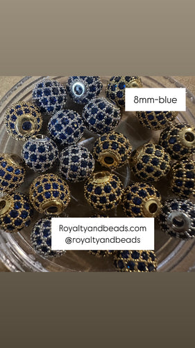 Blue Pave beads 8mm