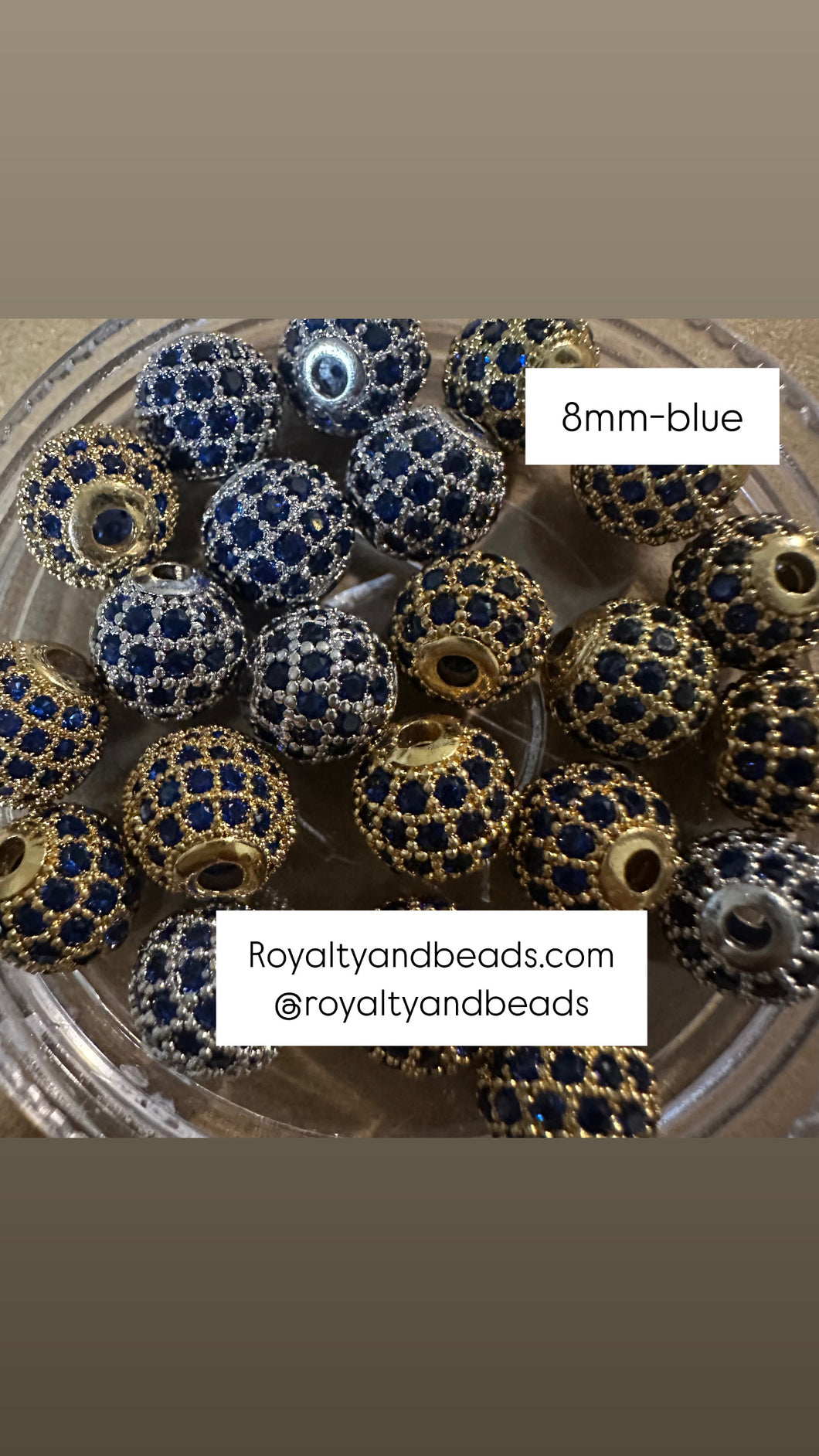 Blue Pave beads 8mm