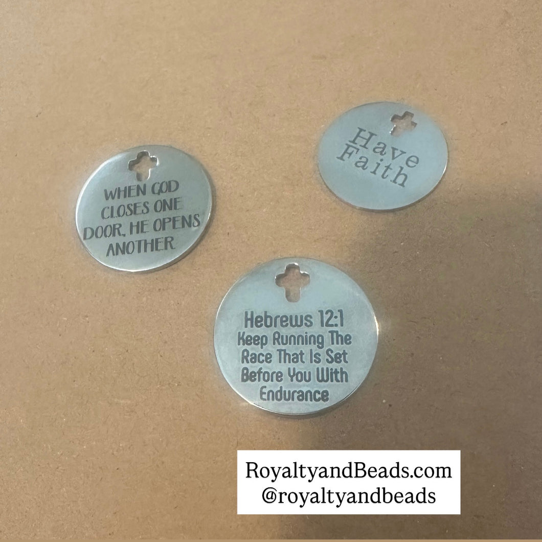 3 silver faith charms