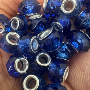 10 blue big hole beads