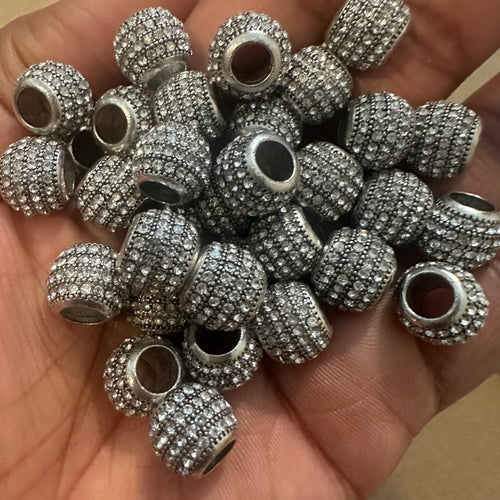 5 clear rhinestone beads 10mm