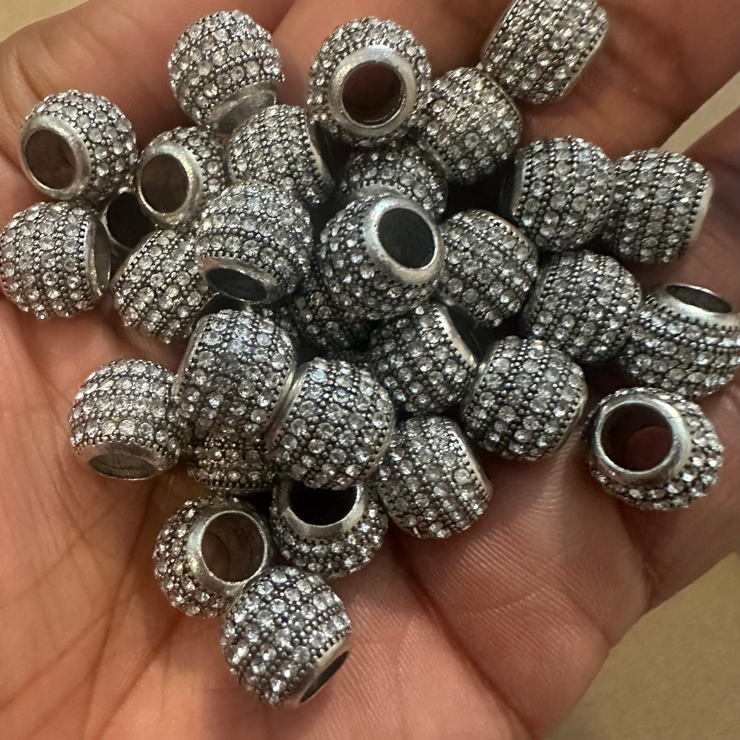 5 clear rhinestone beads 10mm