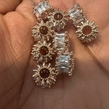 Load image into Gallery viewer, 3 rose gold and clear pave beads 8mm