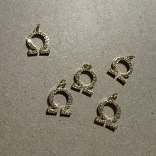 Load image into Gallery viewer, 2 Gold pave Omega charms.