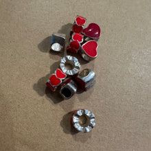 Load image into Gallery viewer, 10 red heart big hole beads