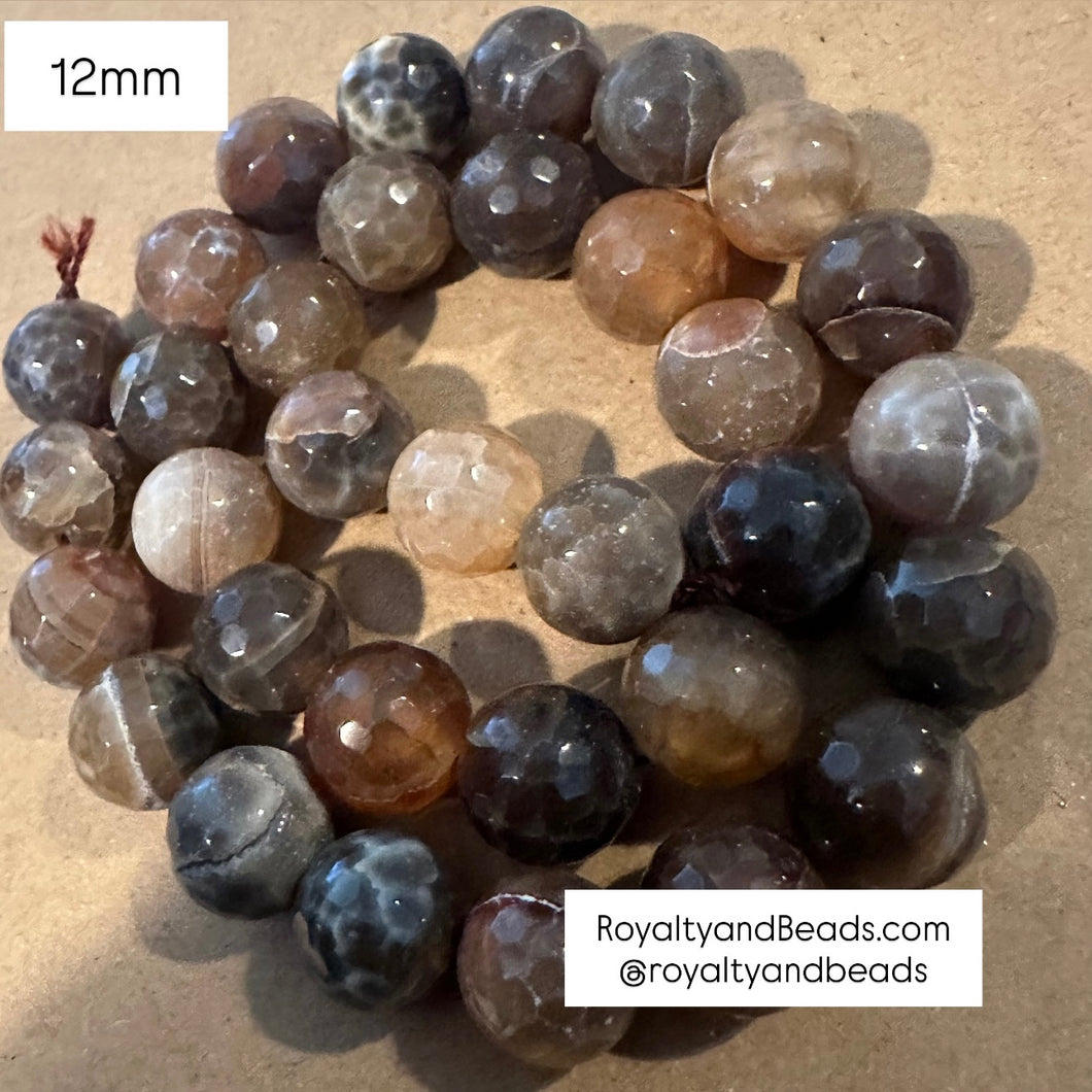 Brown agate beads 12mm