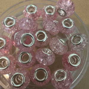 10 pink big hole beads