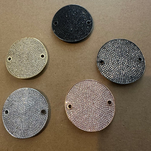 Pave big circle connector charms