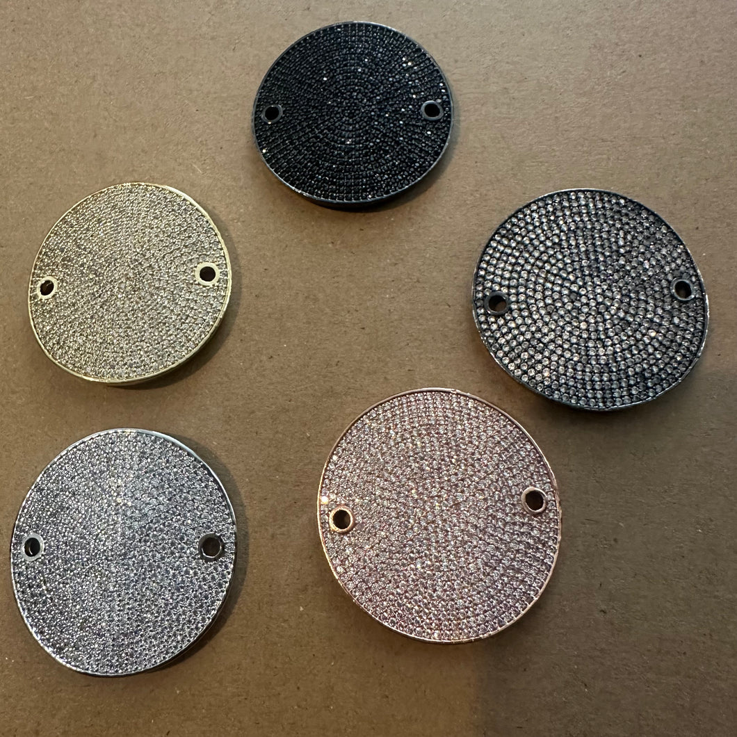 Pave big circle connector charms