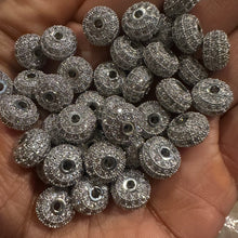 Load image into Gallery viewer, 3 pave bling 8mm spacers (silver)