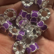 Load image into Gallery viewer, 10 purple heart big hole beads