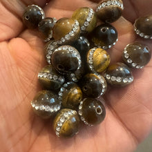 Load image into Gallery viewer, 5 brown tigers eye rhinestone beads