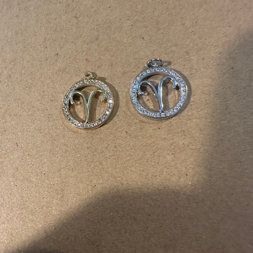 2 pave Zodiac charms (Aries)
