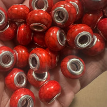 Load image into Gallery viewer, 10 red big hole beads