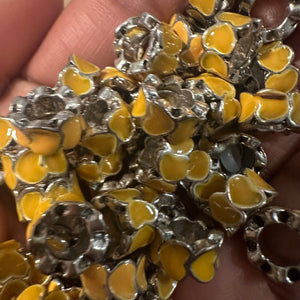 10 yellow heart big hole beads