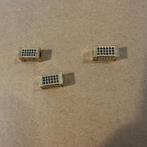 3 pave gold and black spacers
