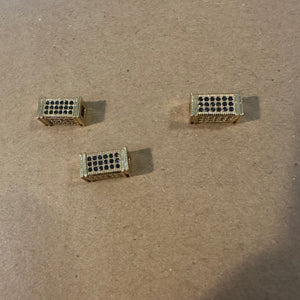3 pave gold and black spacers