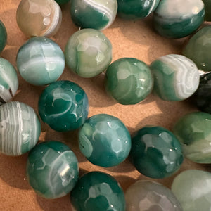 Green agate beads 14mm