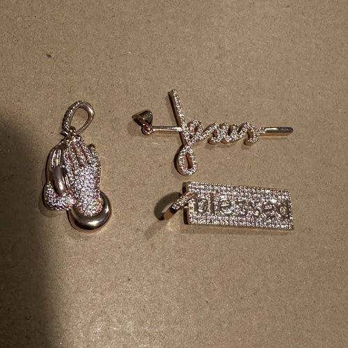 3 pave word charms (rose gold)