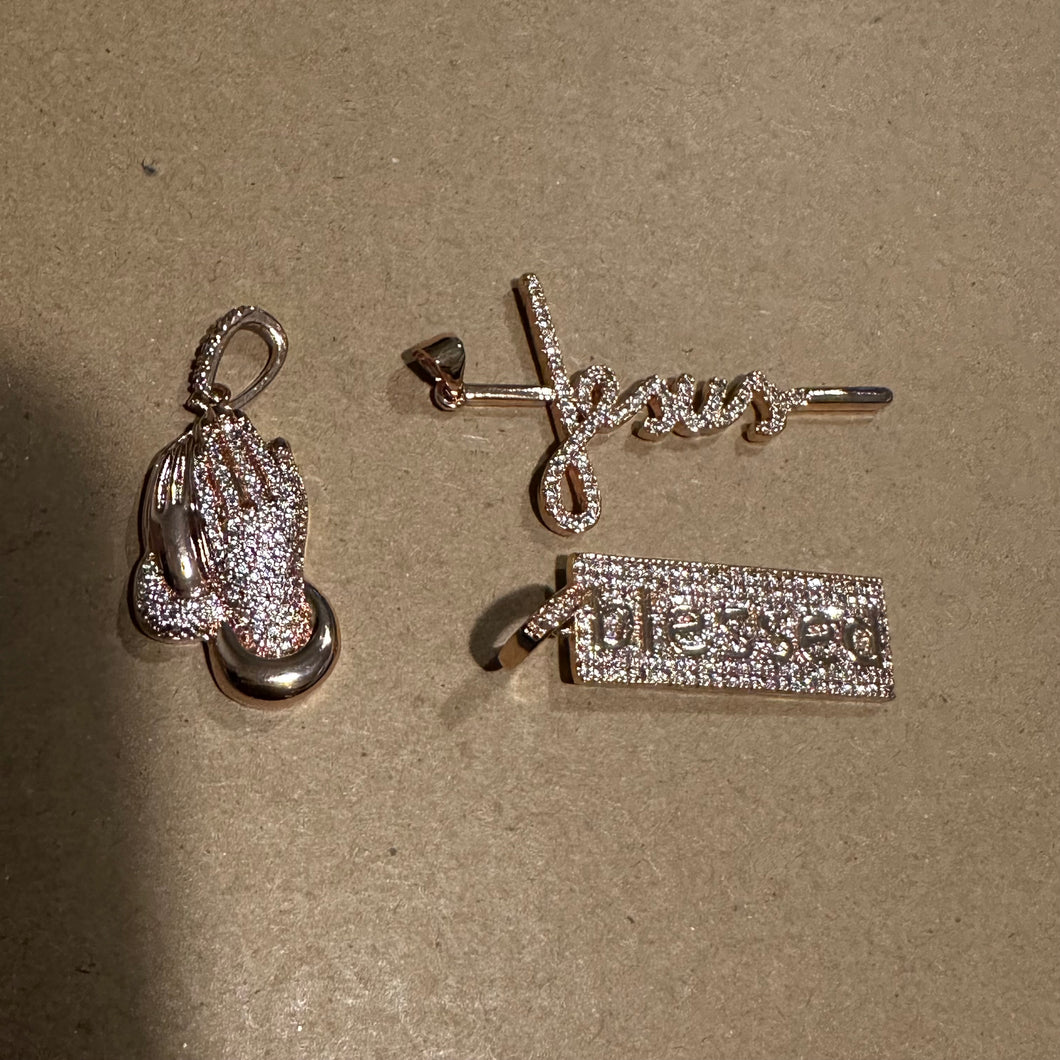 3 pave word charms (rose gold)