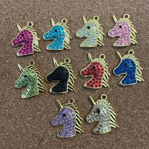 10 gold unicorn charms.