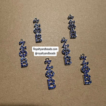 Load image into Gallery viewer, Blue rhinestone Zeta charm.