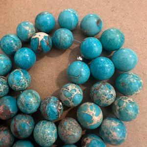 Blue and tan beads