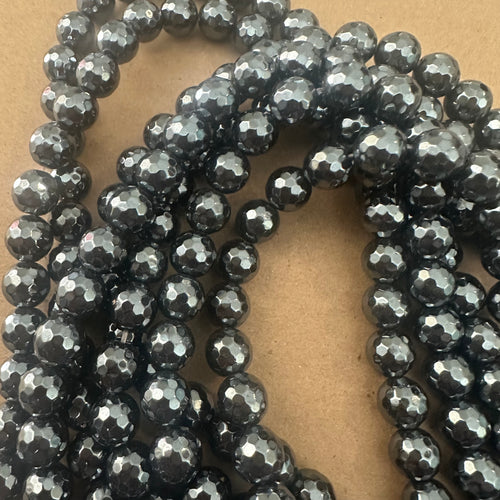 Faceted black hematite beads