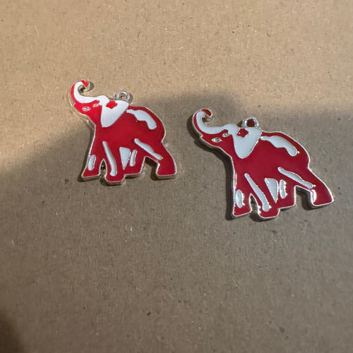 2 silver elephant charms