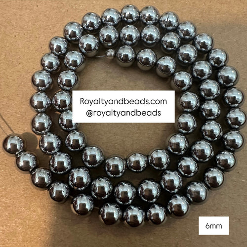 Silver hematite beads 6mm