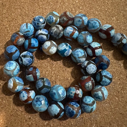 Blue agate beads.