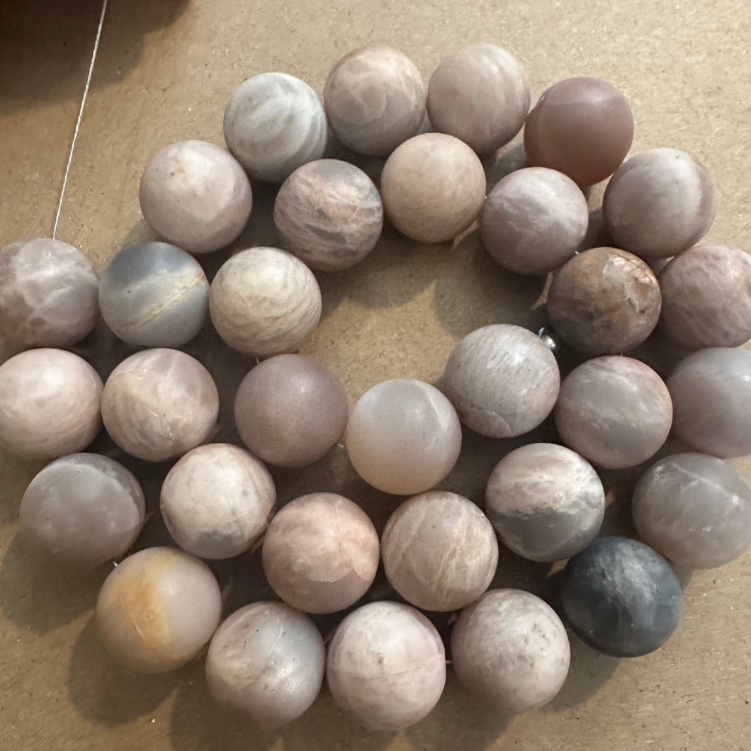 Matte Sunstone beads 12mm