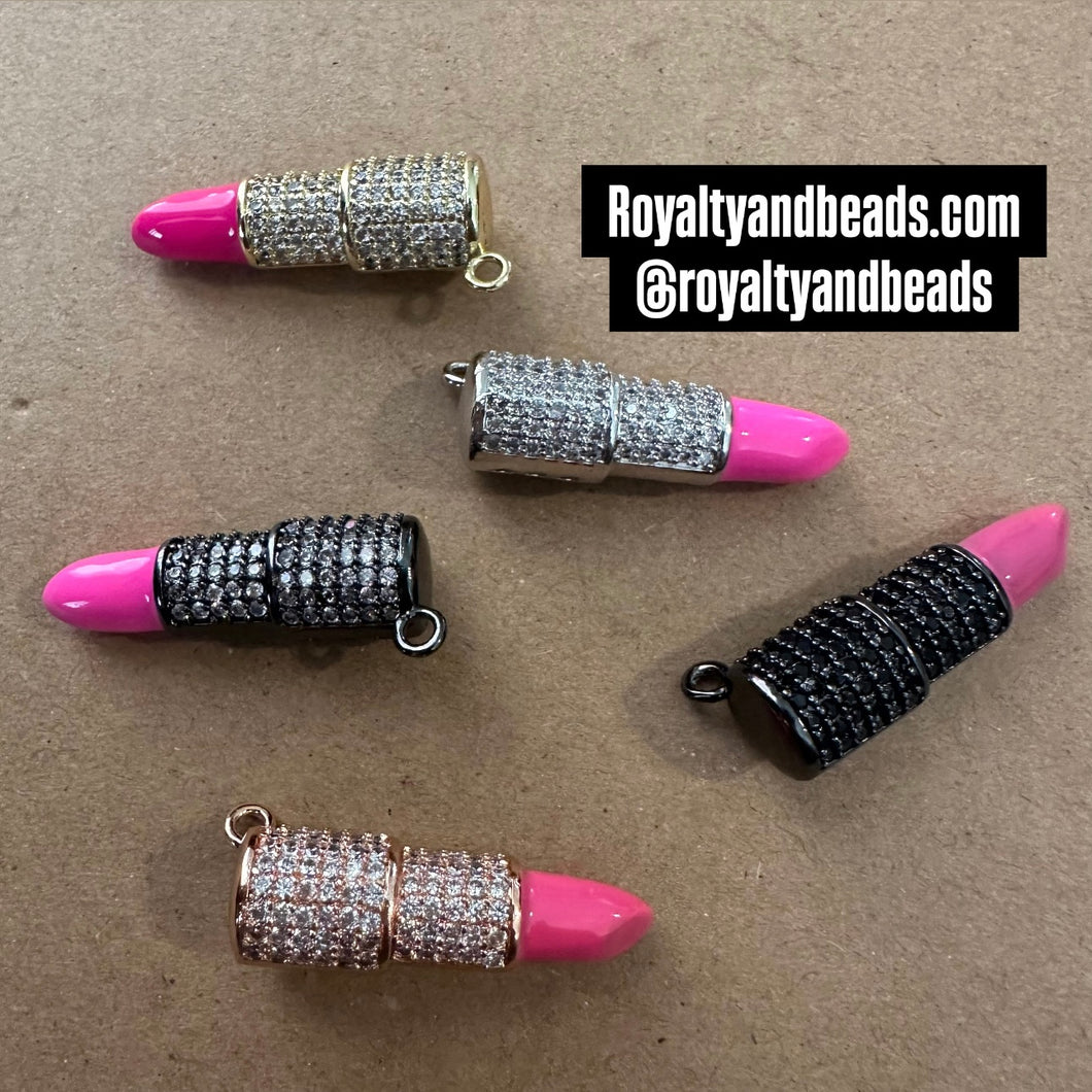 Dark pink pave Lipstick charms.