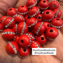 Load image into Gallery viewer, 10 red rhinestone beads (10mm)