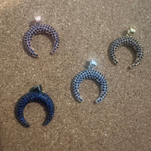 Load image into Gallery viewer, Blue half circle pave charms.