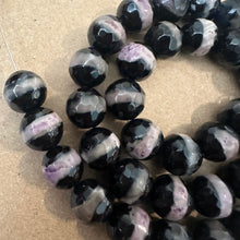 Load image into Gallery viewer, Black and purple striped beads