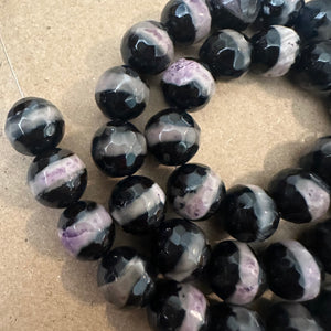 Black and purple striped beads