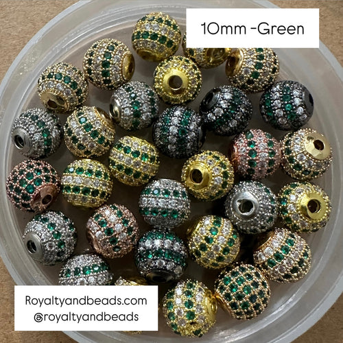 Green Pave beads 10mm