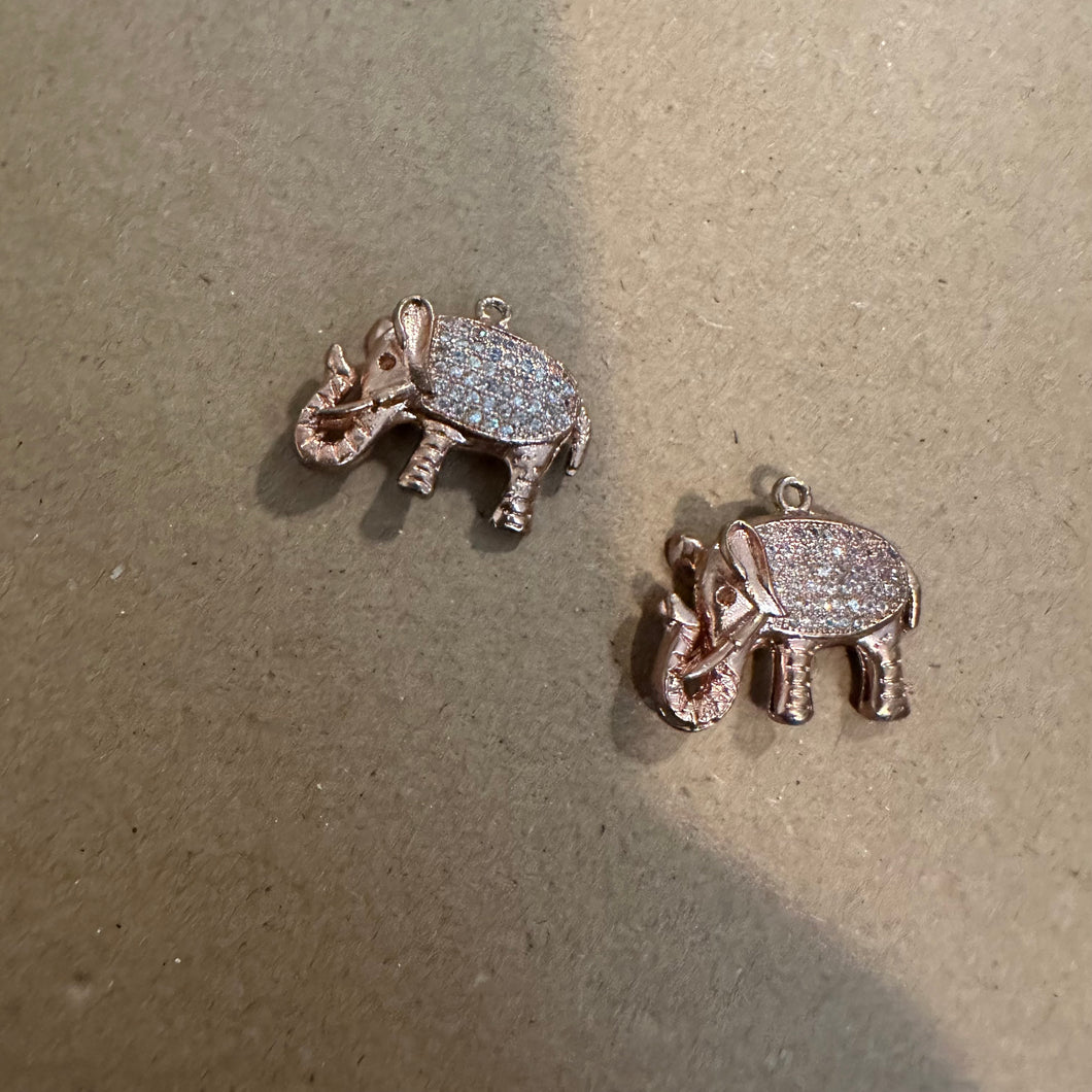 Rose gold Pave elephant Charm.