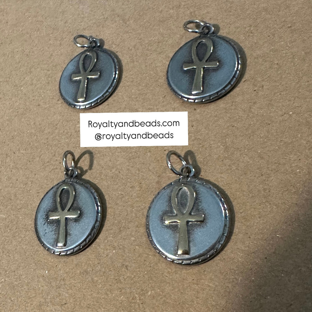 4 silver and gold ankh charms