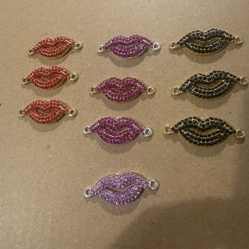 10 rhinestone lip charms