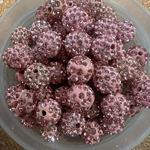 20 light pink pave beads.