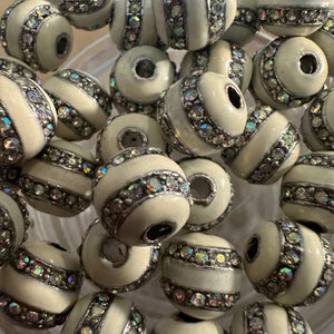 White rhinestone beads 10mm